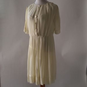 Vintage DNKY Pale Yellow Silk Bias Slip & Dress